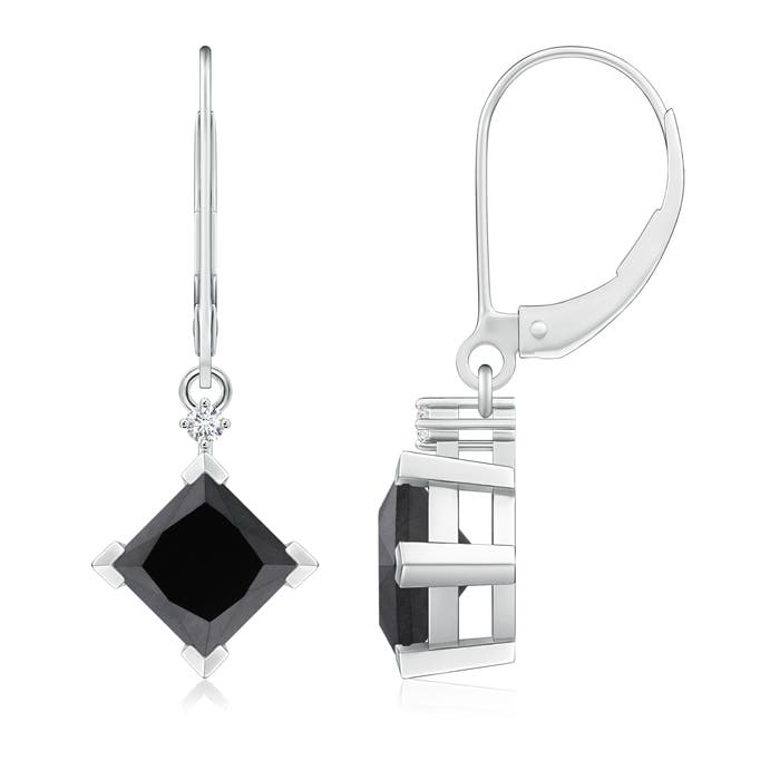 Princess-Cut Enhanced Black Diamond Leverback Earrings