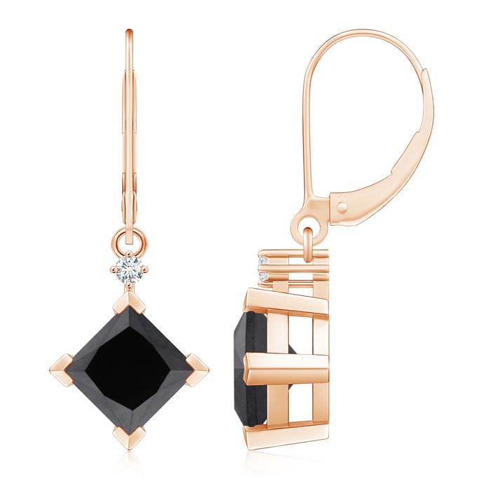 Princess-Cut Enhanced Black Diamond Leverback Earrings