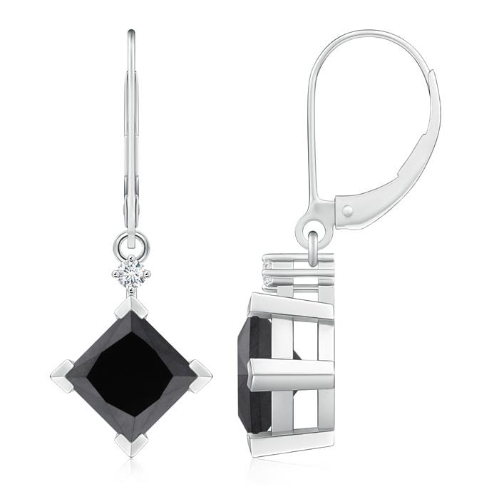 Princess-Cut Enhanced Black Diamond Leverback Earrings
