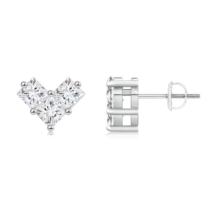 V-Shaped Princess-Cut Diamond Stud Earrings