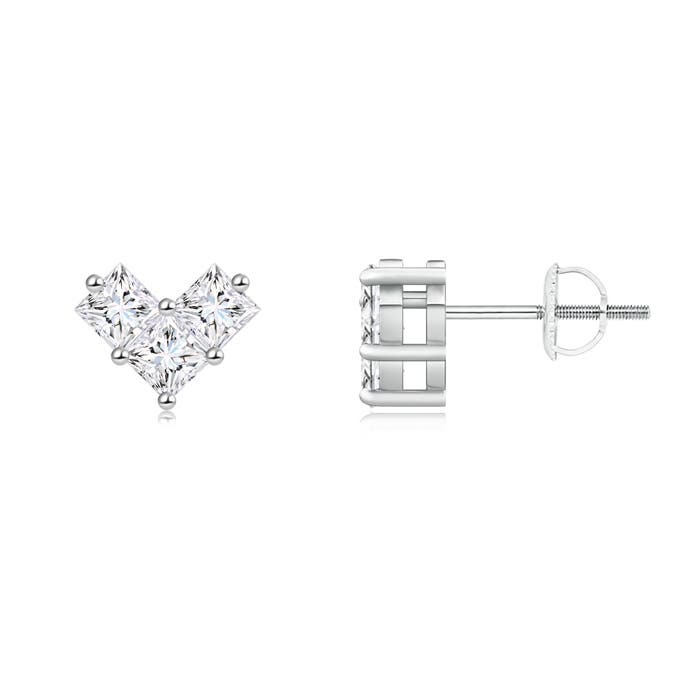 V-Shaped Princess-Cut Diamond Stud Earrings