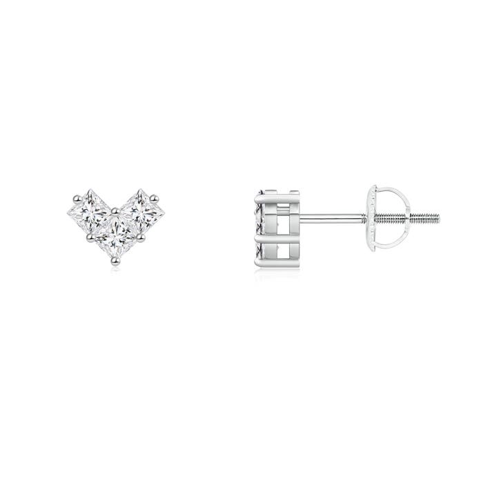V-Shaped Princess-Cut Diamond Stud Earrings
