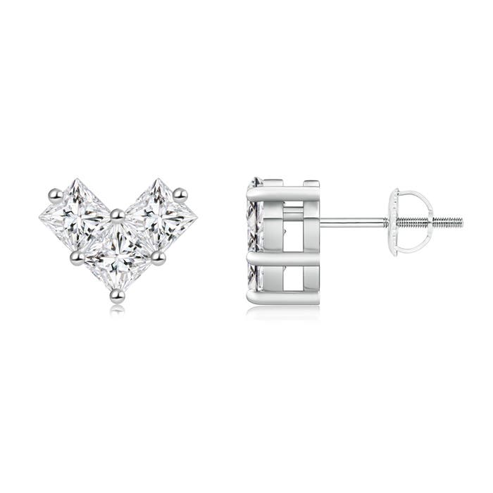 V-Shaped Princess-Cut Diamond Stud Earrings
