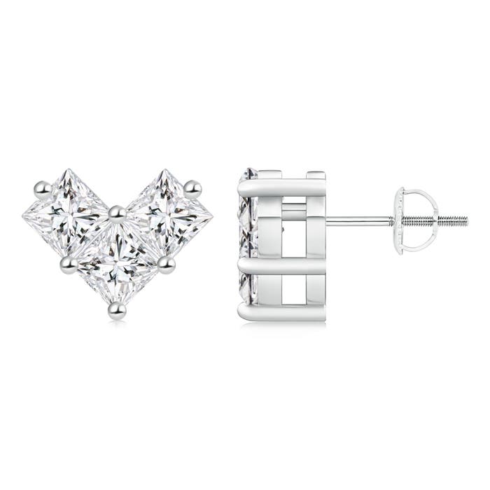 V-Shaped Princess-Cut Diamond Stud Earrings