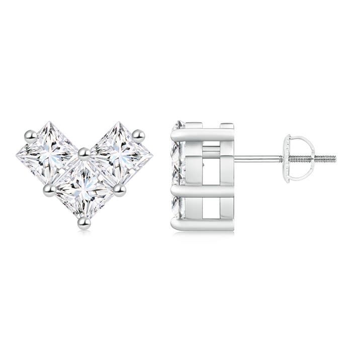 V-Shaped Princess-Cut Diamond Stud Earrings