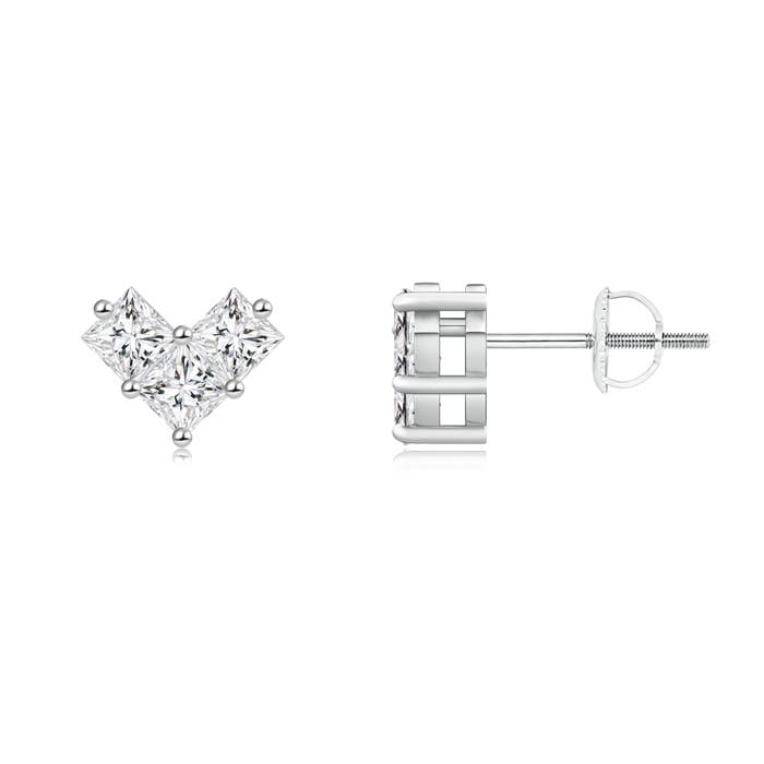 V-Shaped Princess-Cut Diamond Stud Earrings