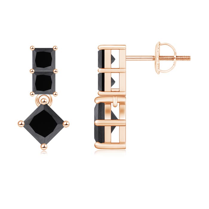 Princess-Cut Enhanced Black Diamond Drop Earrings