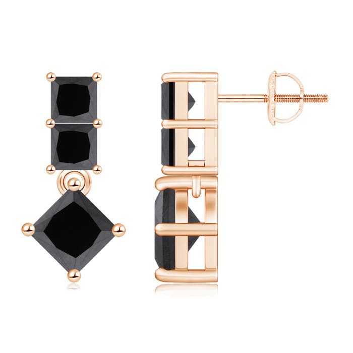 Princess-Cut Enhanced Black Diamond Drop Earrings