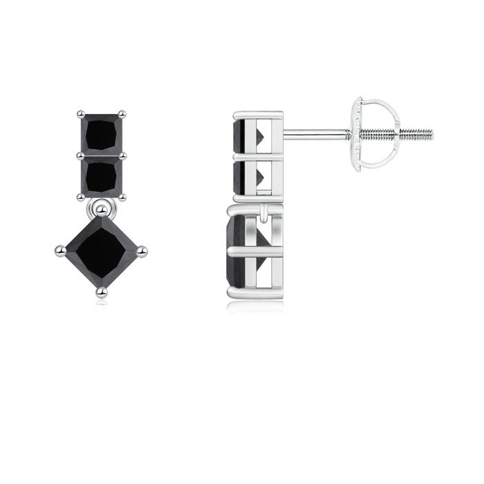 Princess-Cut Enhanced Black Diamond Drop Earrings