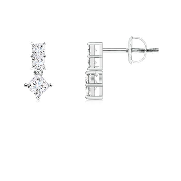 Princess-Cut Diamond Drop Earrings