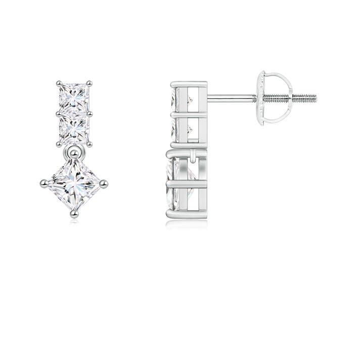 Princess-Cut Diamond Drop Earrings
