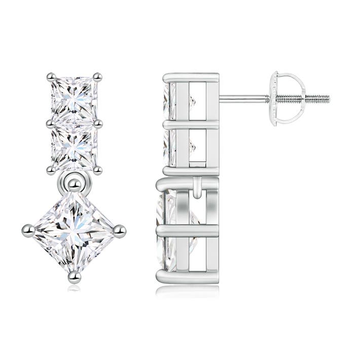 Princess-Cut Diamond Drop Earrings