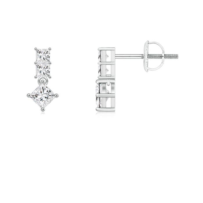 Princess-Cut Diamond Drop Earrings