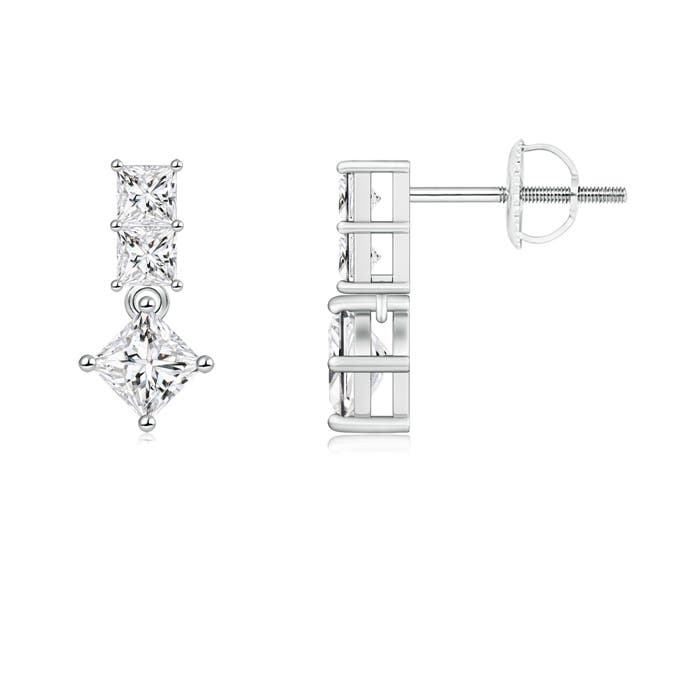 Princess-Cut Diamond Drop Earrings
