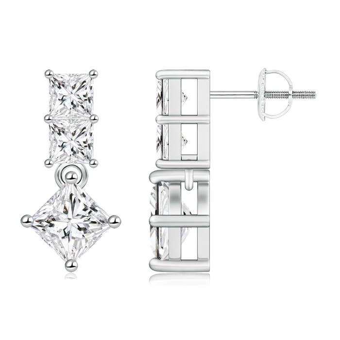 Princess-Cut Diamond Drop Earrings