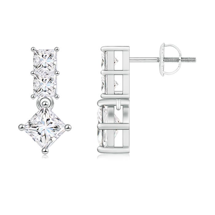 Princess-Cut Diamond Drop Earrings