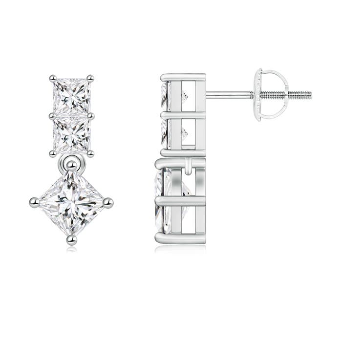 Princess-Cut Diamond Drop Earrings