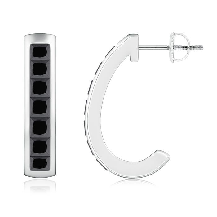 Channel-Set Enhanced Black Diamond Half Hoop Earrings