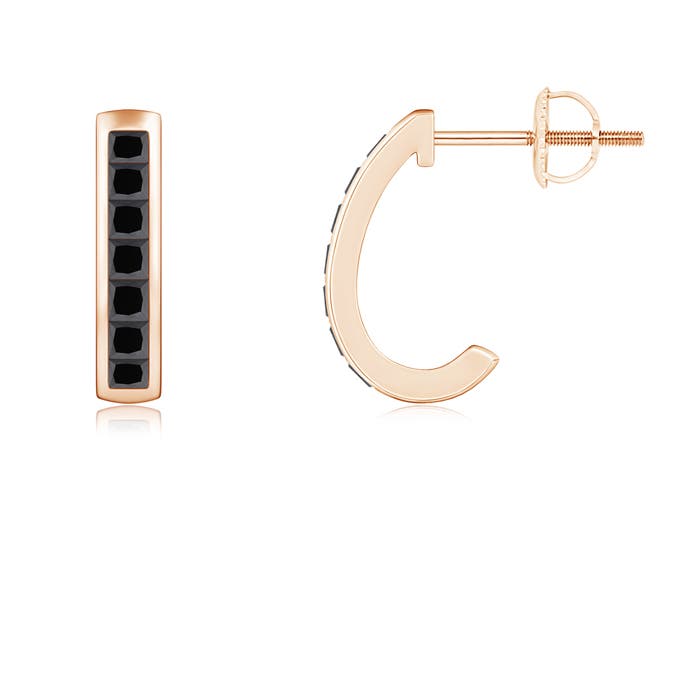 Channel-Set Enhanced Black Diamond Half Hoop Earrings