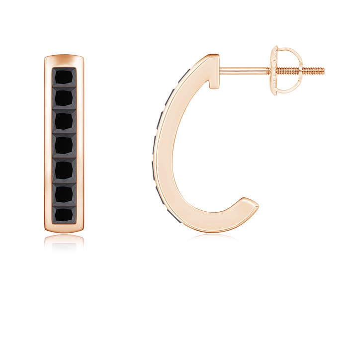 Channel-Set Enhanced Black Diamond Half Hoop Earrings