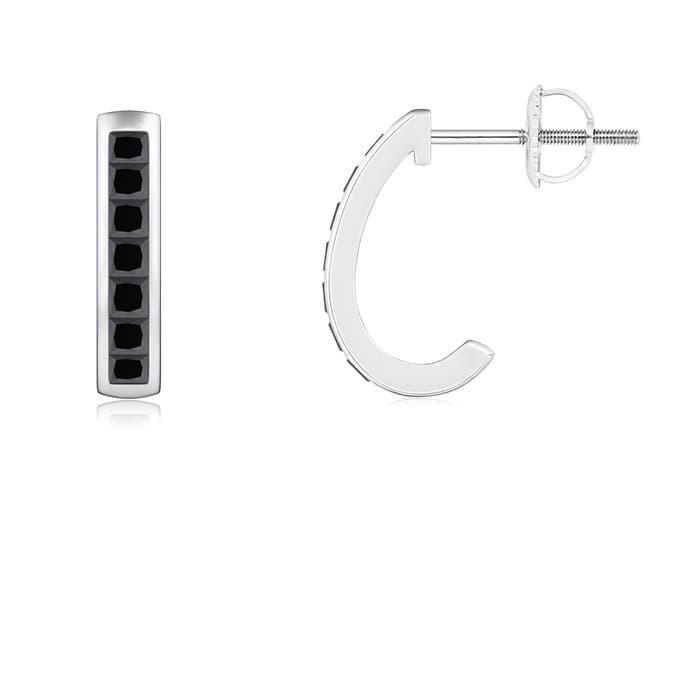 Channel-Set Enhanced Black Diamond Half Hoop Earrings