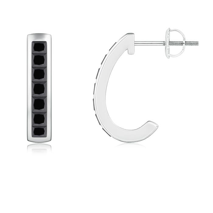 Channel-Set Enhanced Black Diamond Half Hoop Earrings