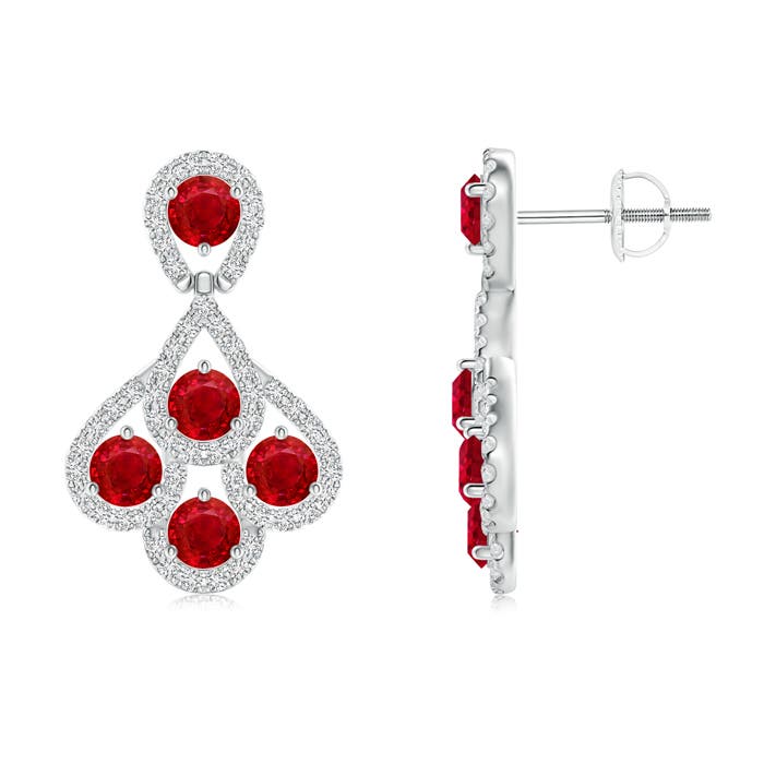 Ruby Dangle Earrings With Diamond Outline Angara This Item Ruby Dangle Earrings With Diamond Outline 2 349