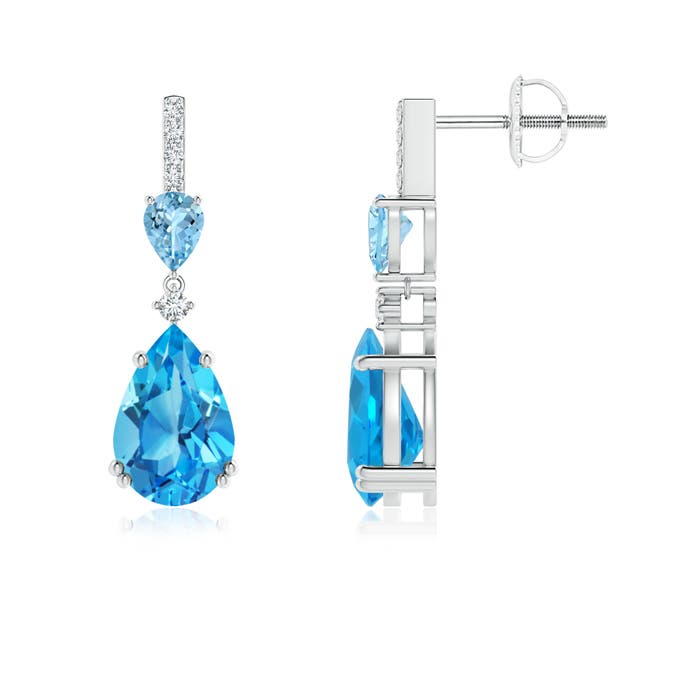 Pear-Shaped Swiss Blue Topaz and Aquamarine Drop Earrings