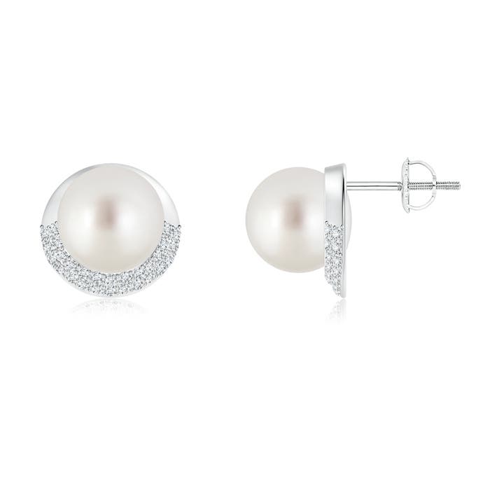 South Sea Cultured Pearl Half Moon Earrings With Diamonds Angara Roximate
