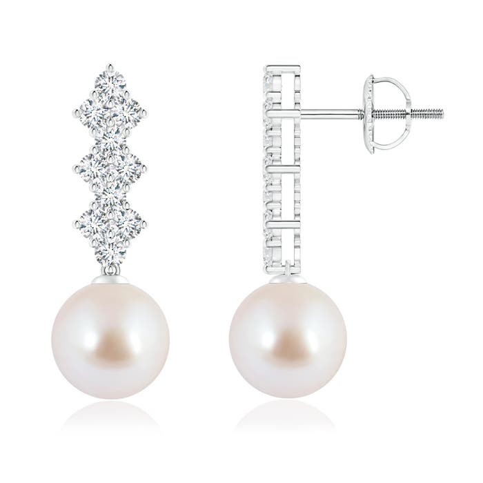 Akoya Cultured Pearl Earrings with Diamond Clusters
