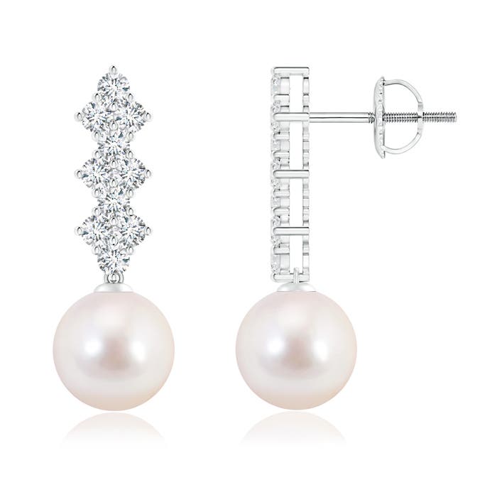 Akoya Cultured Pearl Earrings with Diamond Clusters