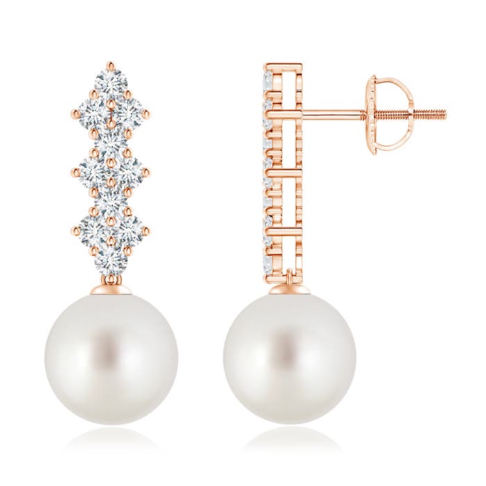 South Sea Cultured Pearl Earrings with Diamond Clusters