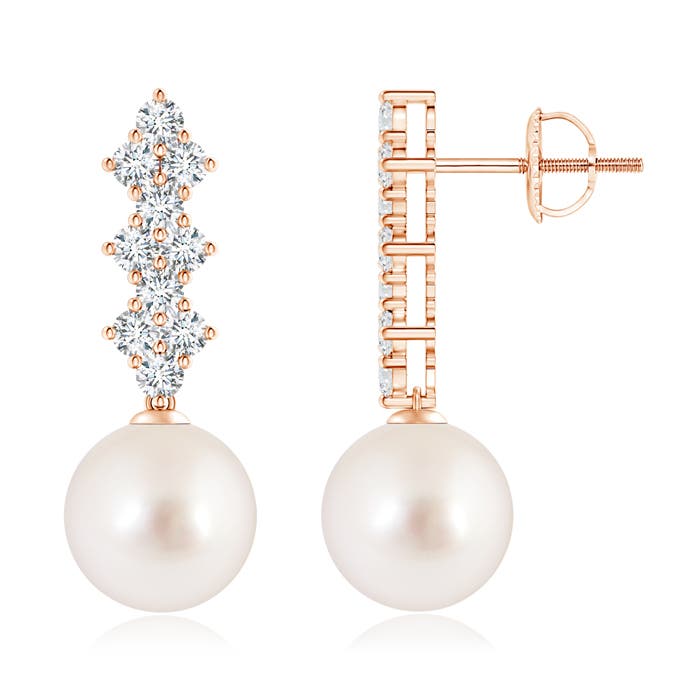 South Sea Cultured Pearl Earrings with Diamond Clusters