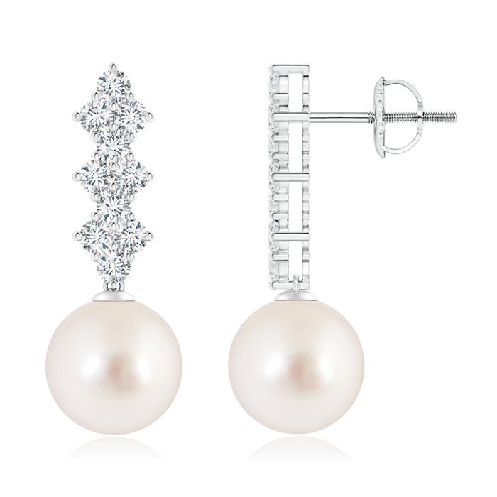 South Sea Cultured Pearl Earrings with Diamond Clusters
