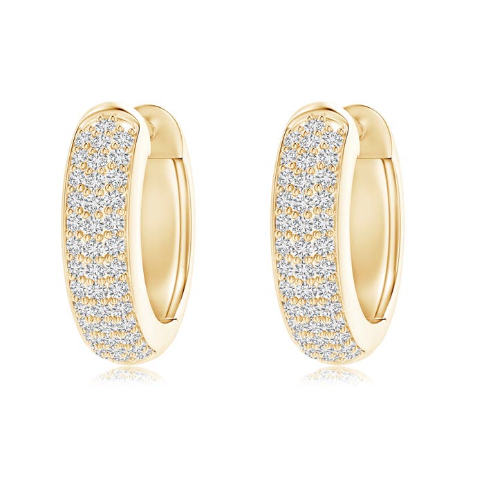 Diamond Triple-Row Huggie Hoop Earrings