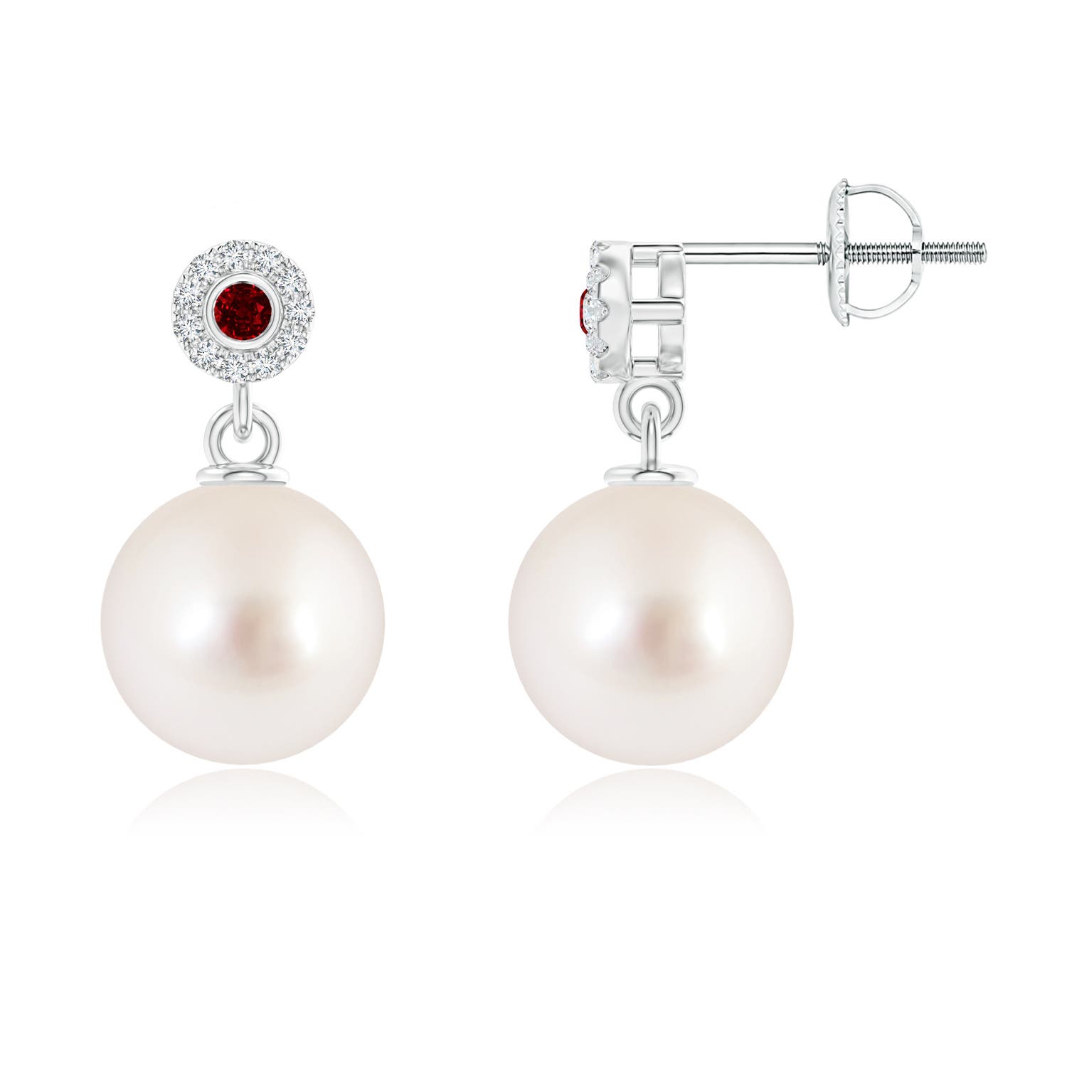 South Sea Cultured Pearl And Ruby Halo Drop Earrings Angara This Item South Sea Cultured Pearl And Ruby Halo Drop Earrings 1 619