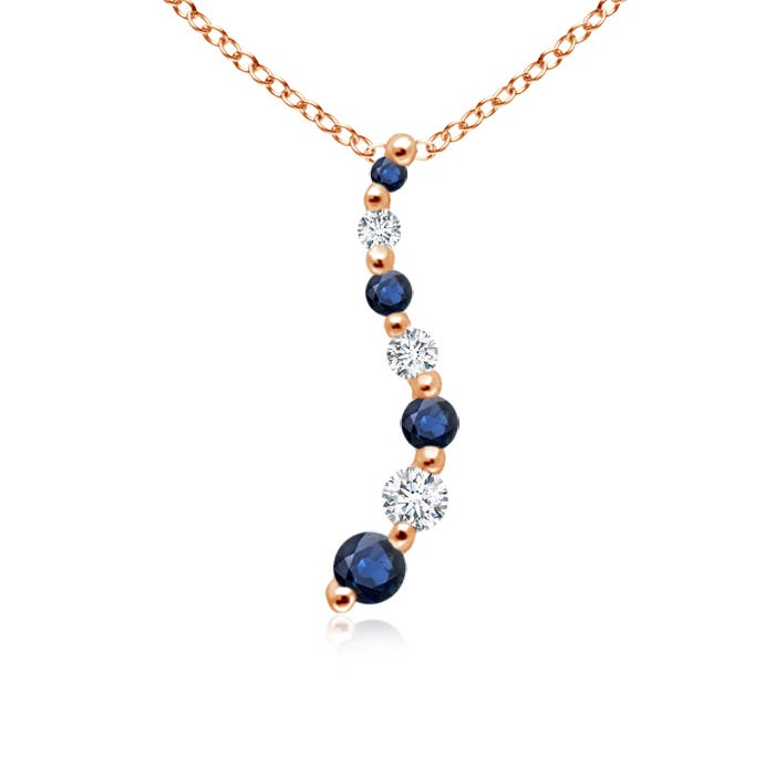 14k Gold Natural Blue Sapphire Diamond Journey Pendant Necklace Free 14k Gold Natural Blue Sapphire Diamond Journey Pendant