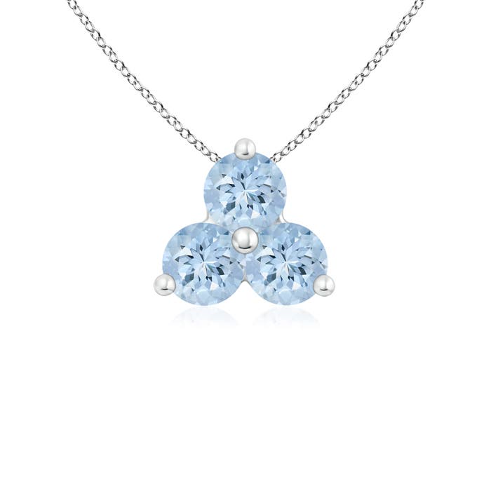 Round Aquamarine Three Stone Pendant Angara - 3 Stone Pendant Necklace Round Aquamarine Three Stone Pendant Angara - 3 Stone Pendant Necklace
