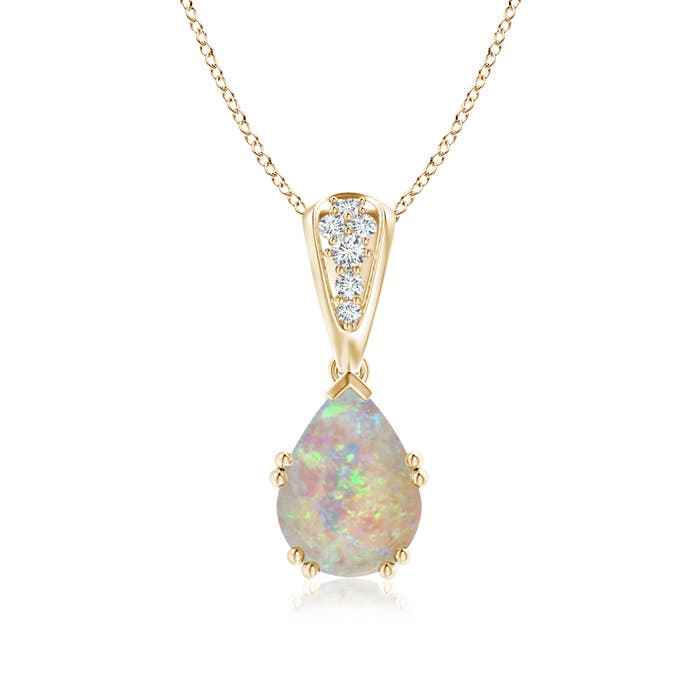 Vintage Style Pear Opal Drop Pendant with Diamonds | Angara