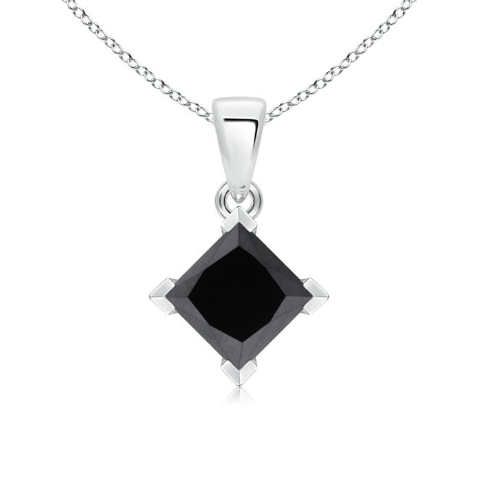 Princess-Cut Enhanced Black Diamond Solitaire Pendant