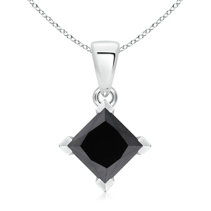 Princess-Cut Enhanced Black Diamond Solitaire Pendant
