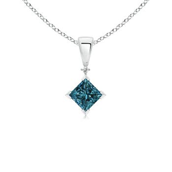 Princess-Cut Enhanced Blue Diamond Pendant