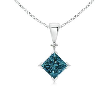 Princess-Cut Enhanced Blue Diamond Pendant