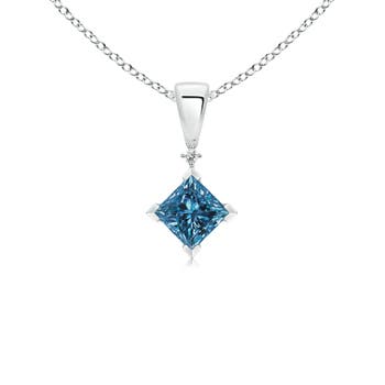 Princess-Cut Enhanced Blue Diamond Pendant