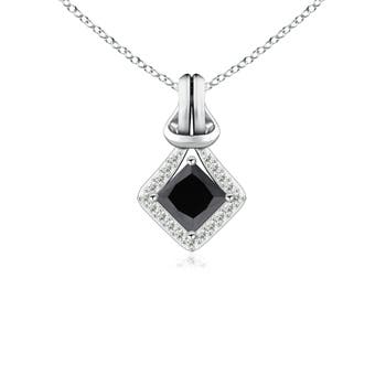 Princess-Cut Enhanced Black Diamond Love Knot Pendant