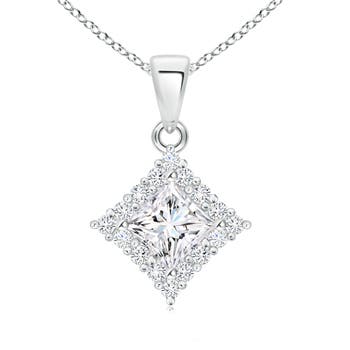 Classic Princess-Cut Diamond Pendant with Halo