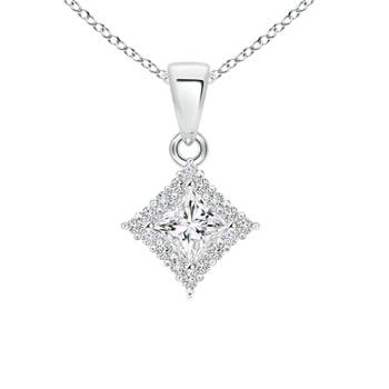 Classic Princess-Cut Diamond Pendant with Halo