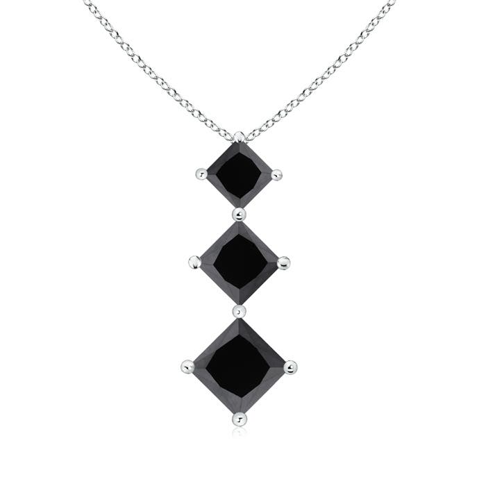 Princess-Cut Enhanced Black Diamond Three Stone Pendant