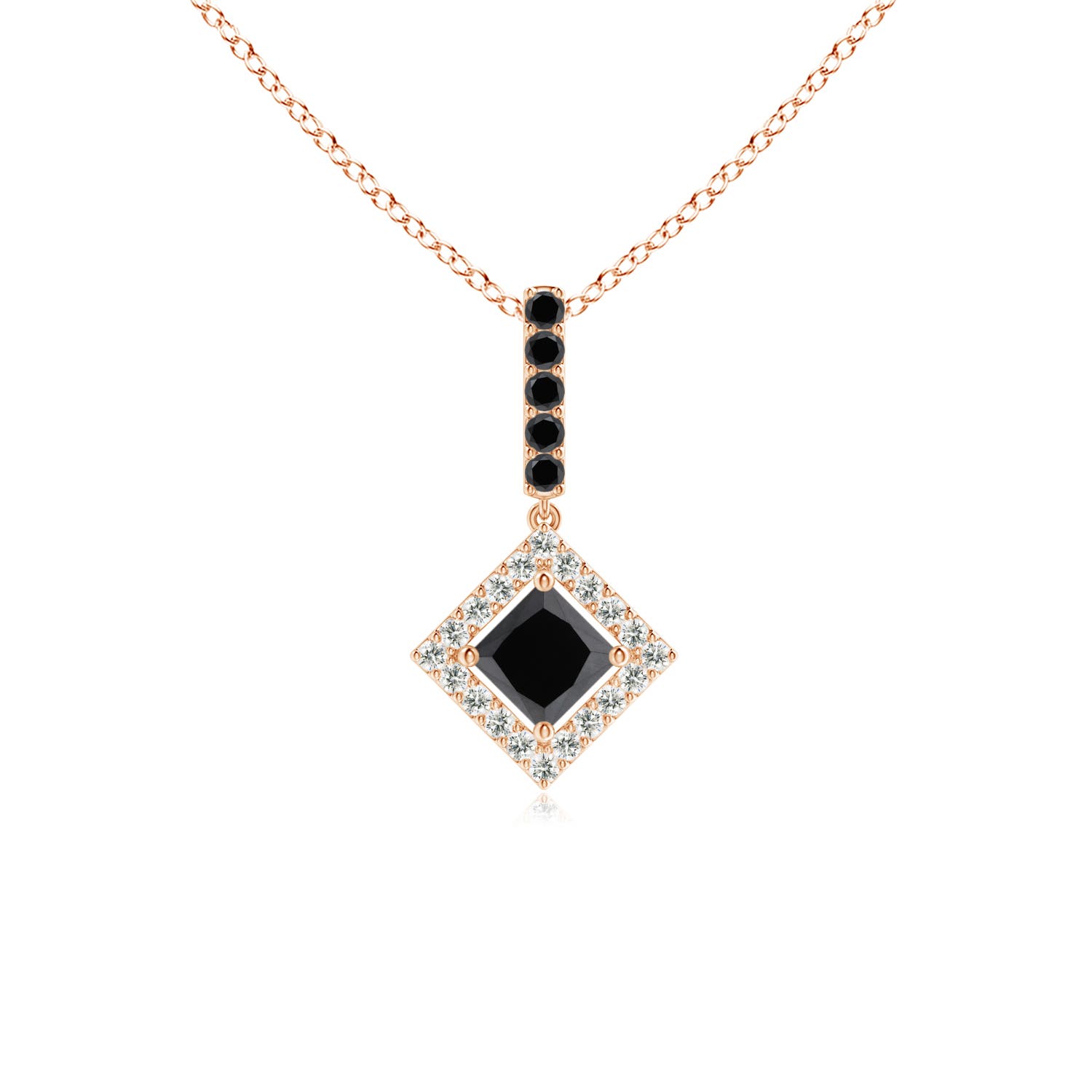 Floating Halo Princess-Cut Enhanced Black Diamond Pendant