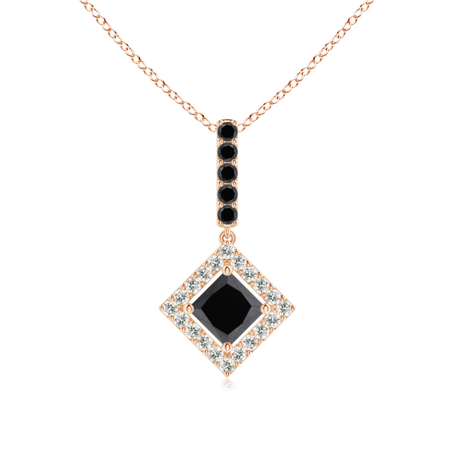Floating Halo Princess-Cut Enhanced Black Diamond Pendant